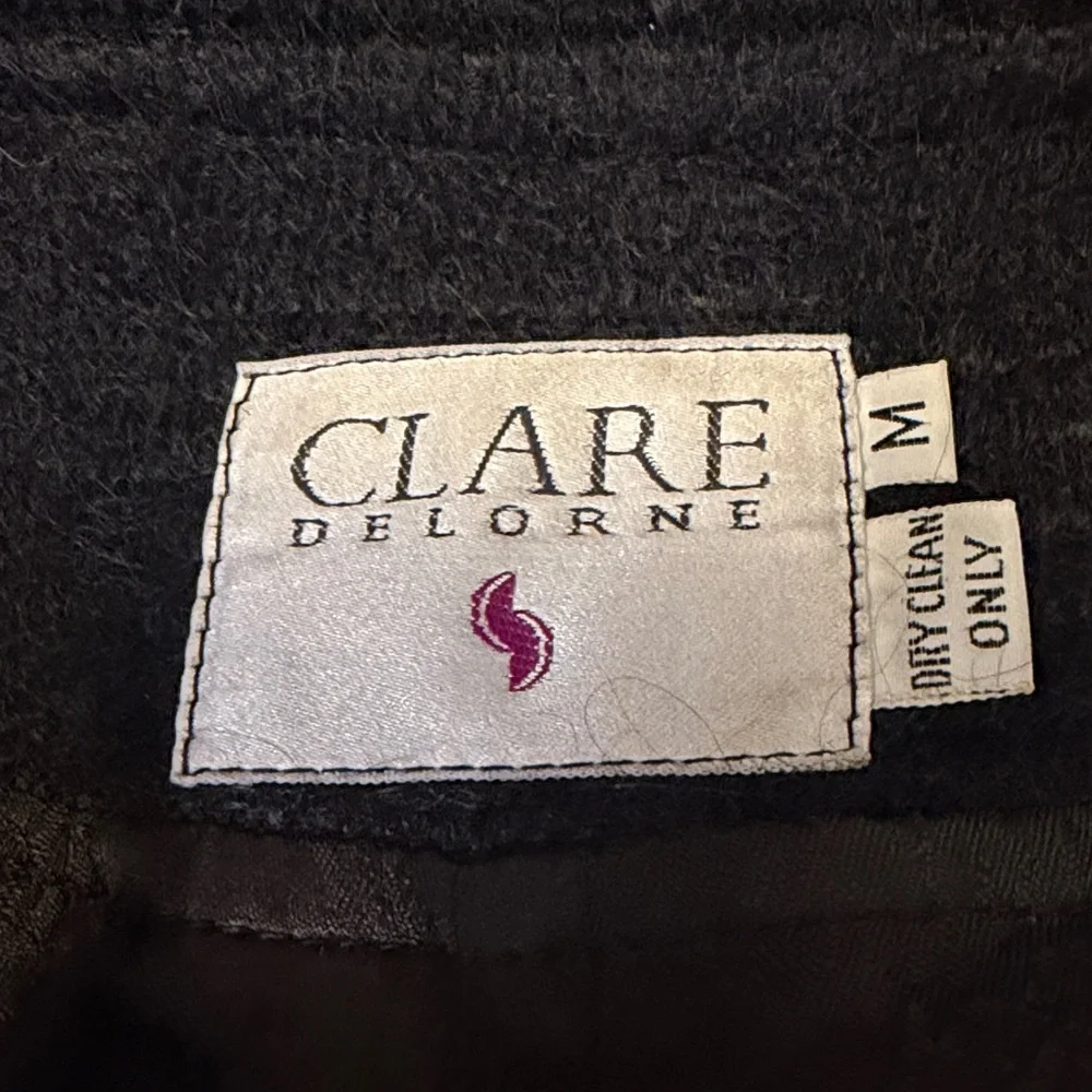 Custom black coat with gold trim full length Y2K medium shoulder pads - Picture 7 of 11